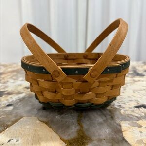 Longaberger Basket with Tan and Green Accents